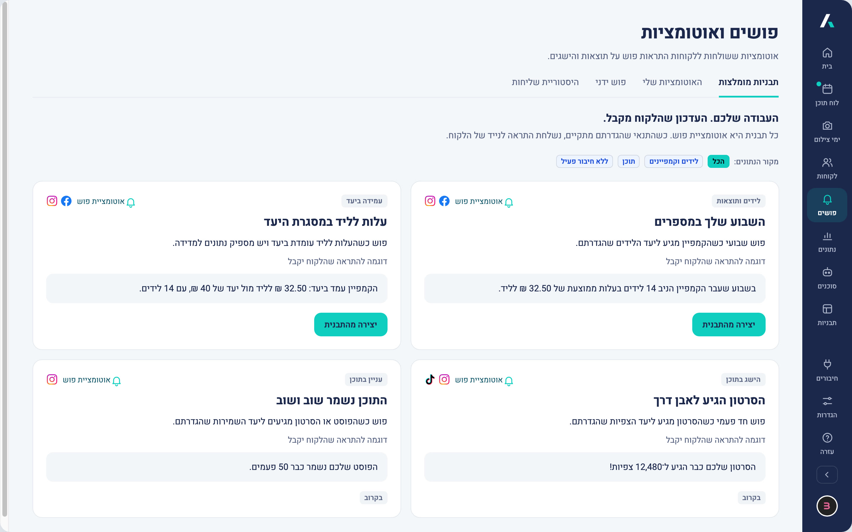 Push templates and automations